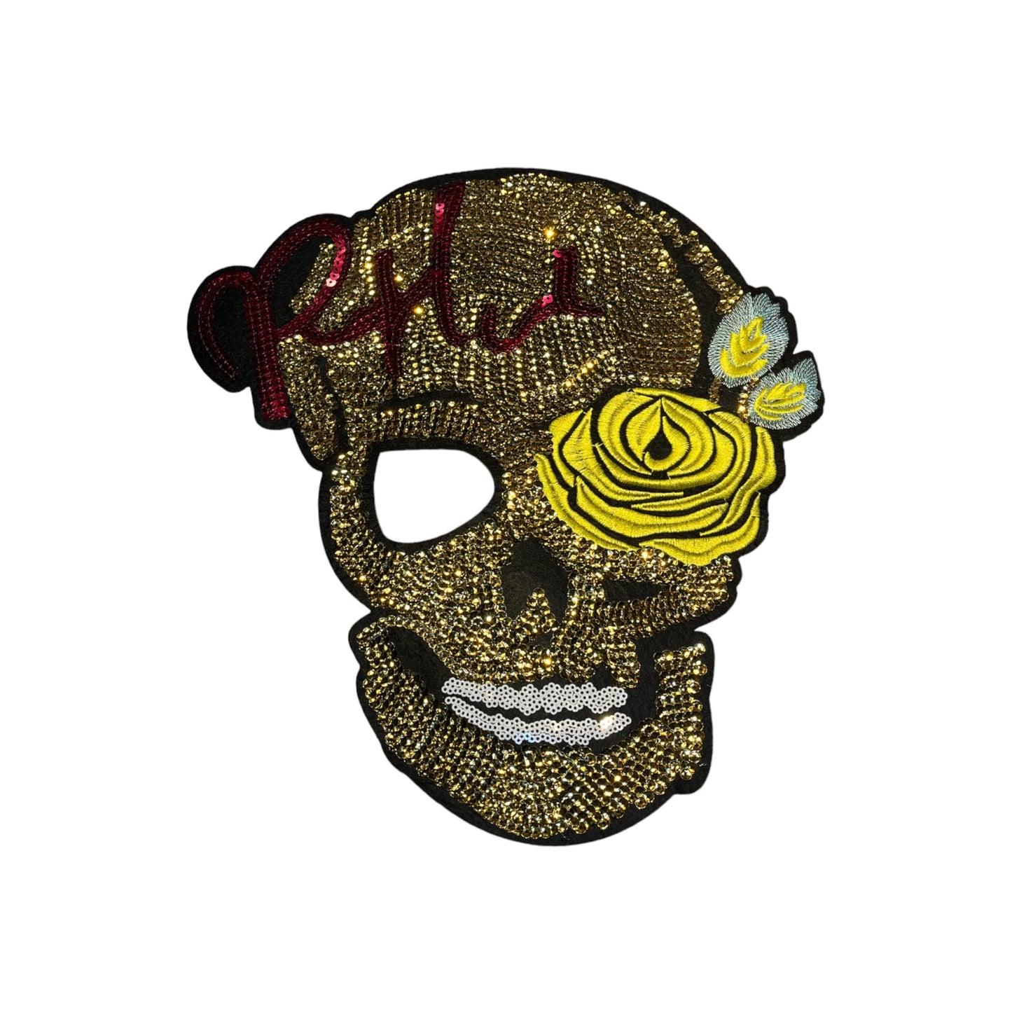 Parche calavera de lentejuelas
