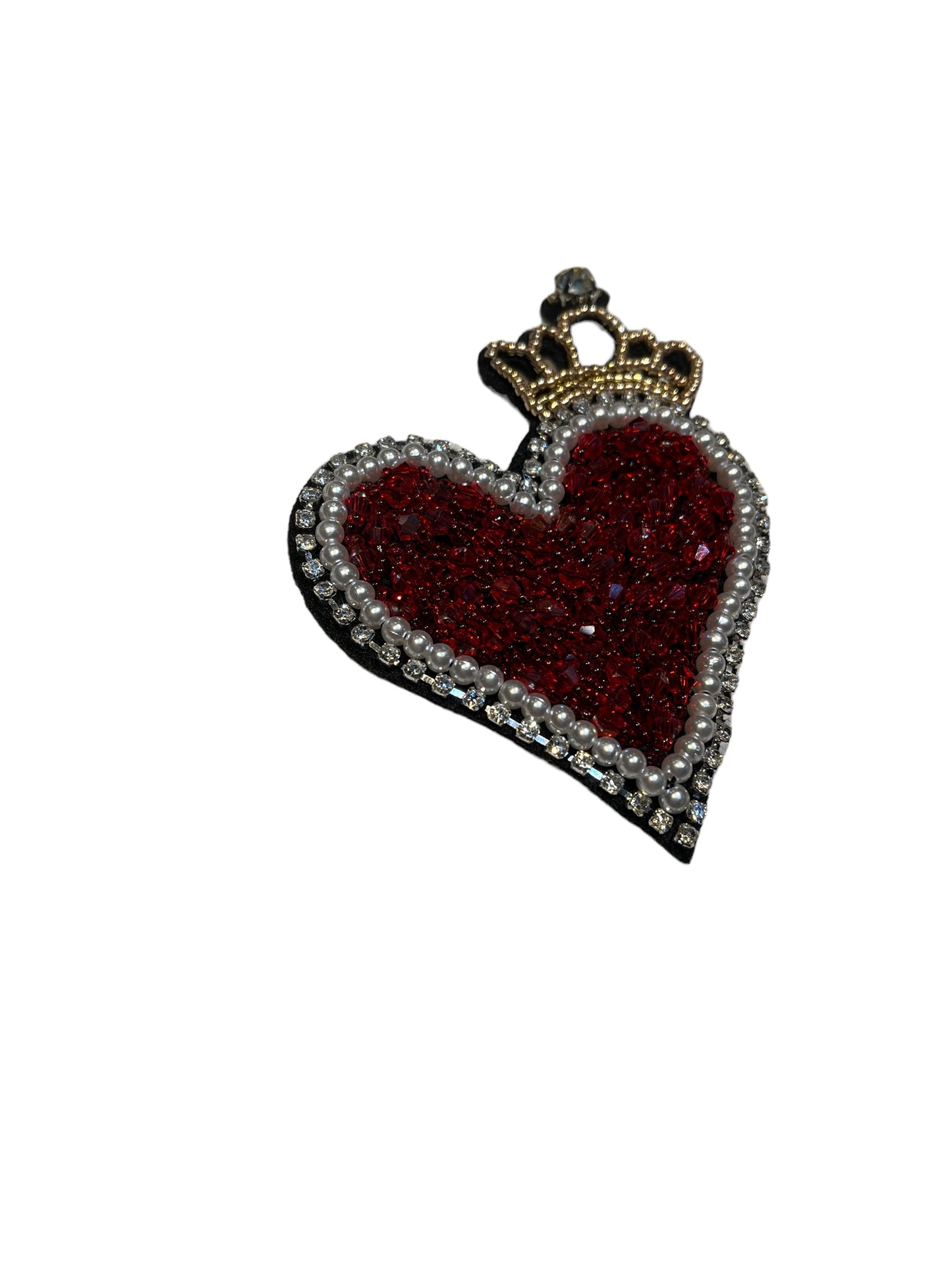Parche corazón pedrería con corona