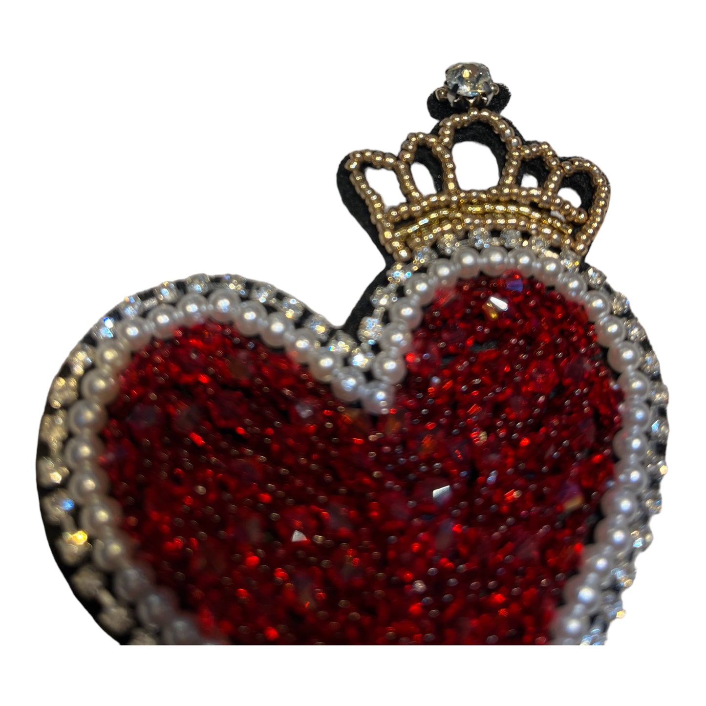 Parche corazón pedrería con corona