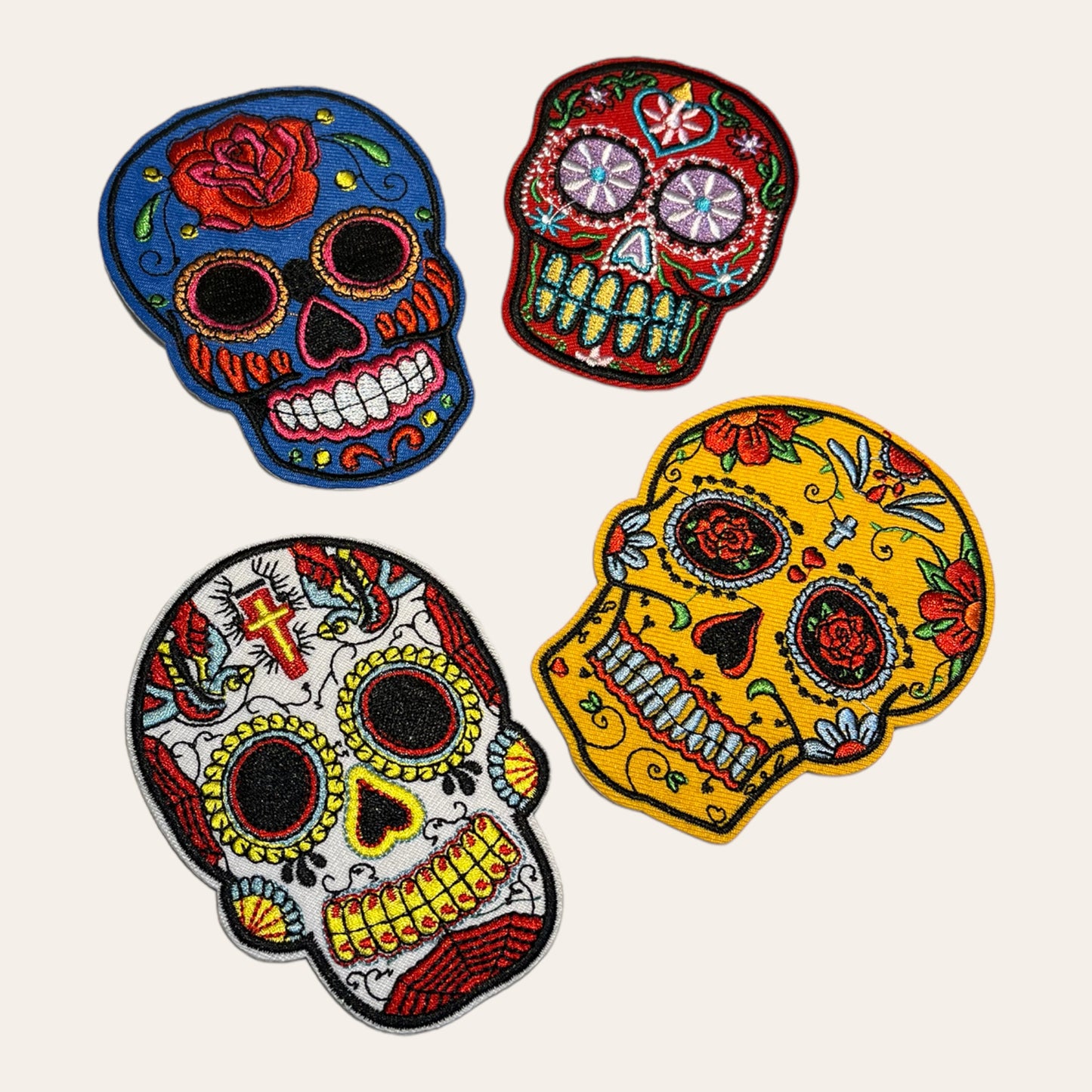 Parche bordado calavera mexicana