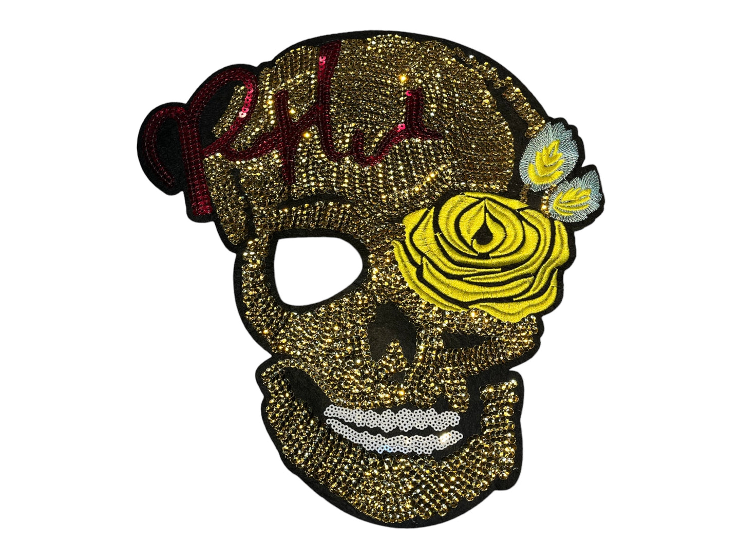 Parche calavera de lentejuelas