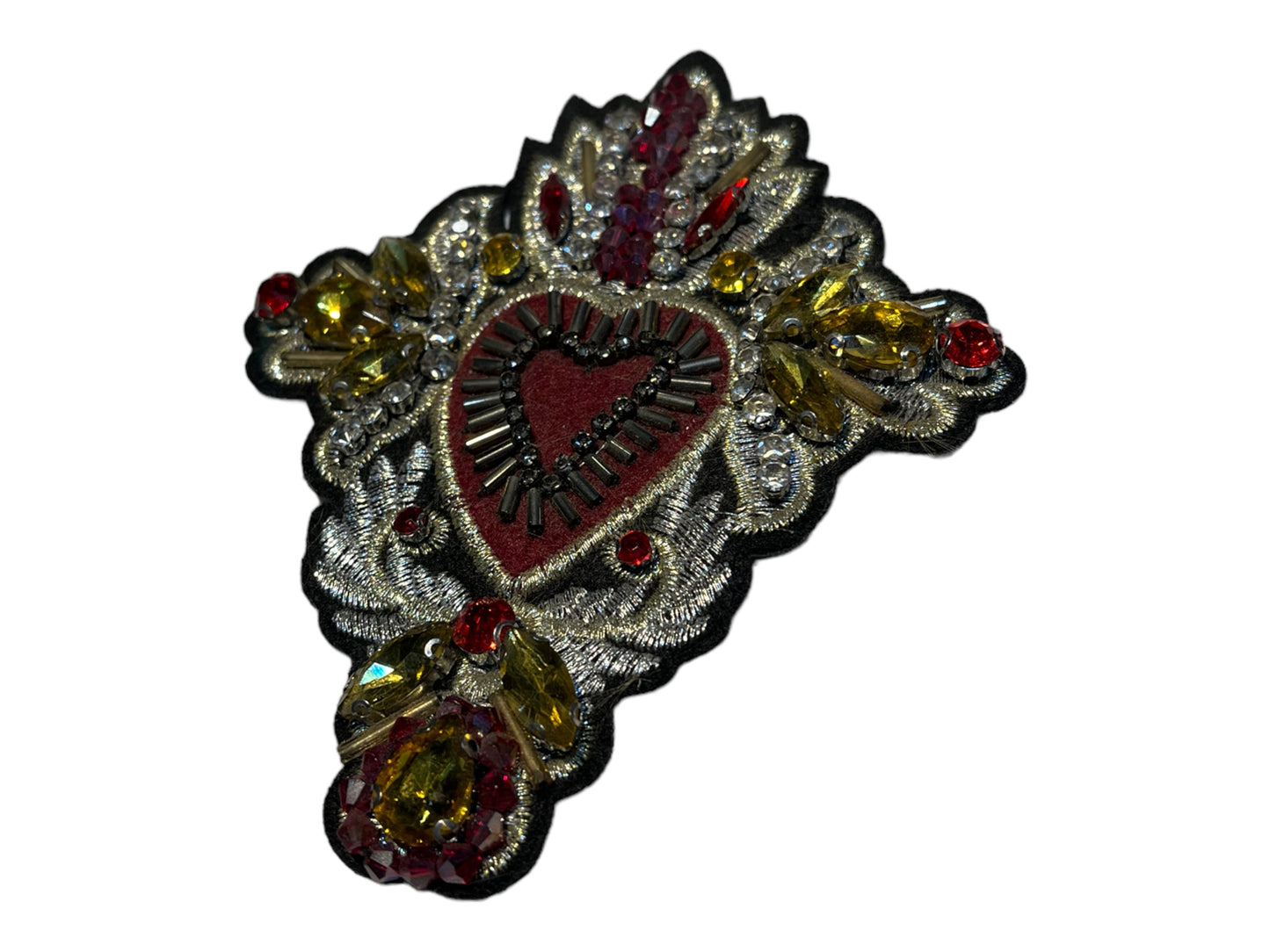 Parche sagrado corazón con abalorios y pedrería
