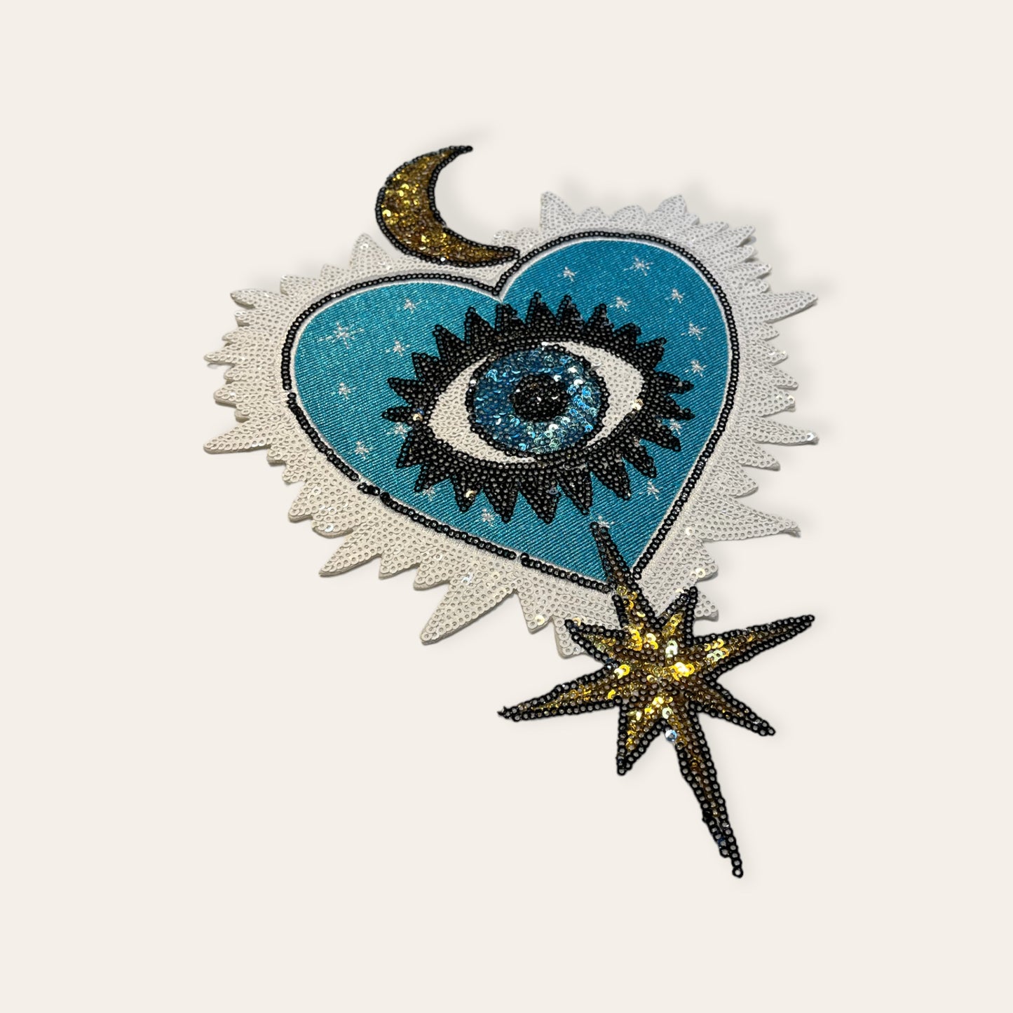 Parche ojo turco lentejuelas con luna y estrella