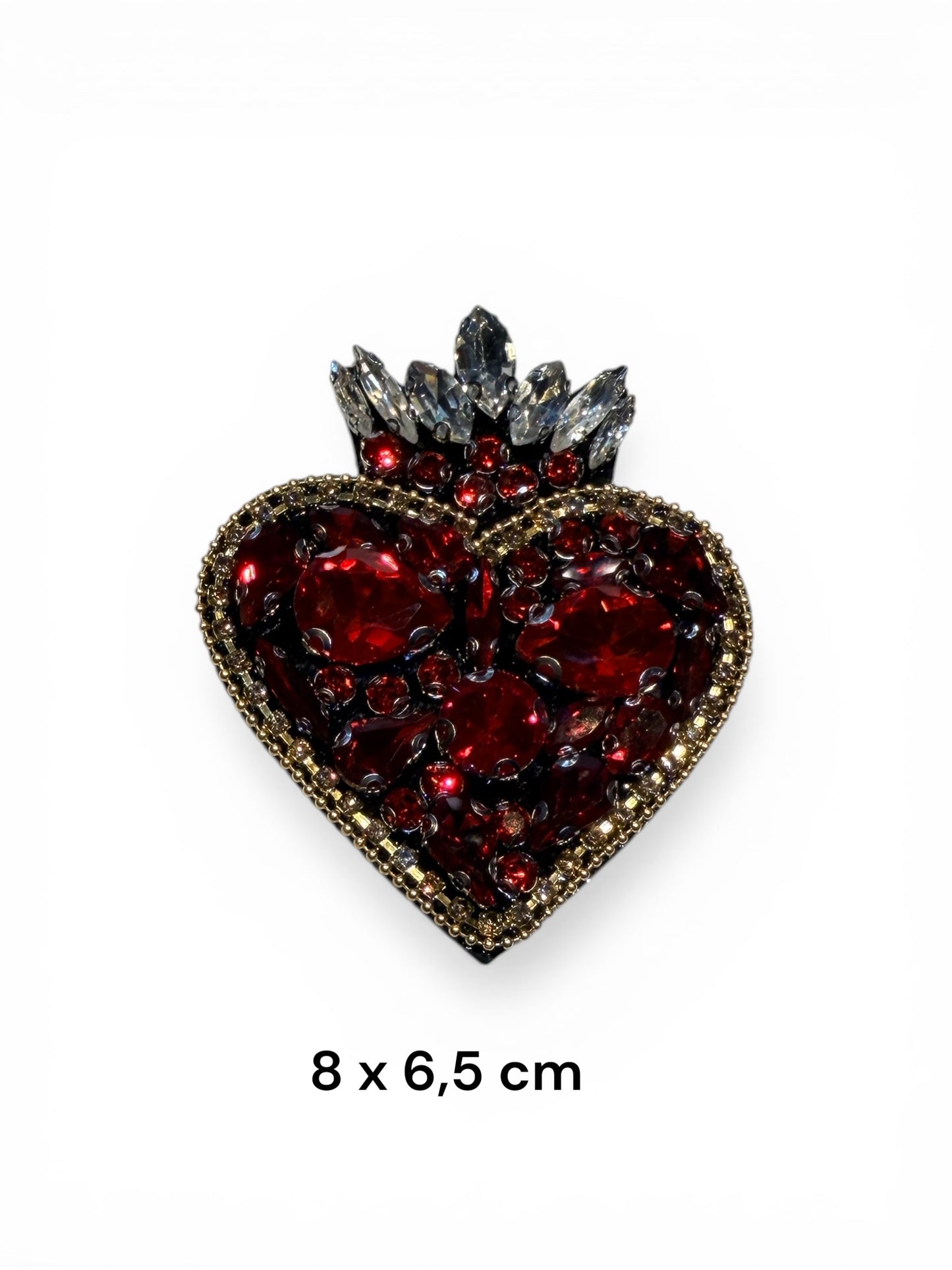 Parche corazón pedrería con corona
