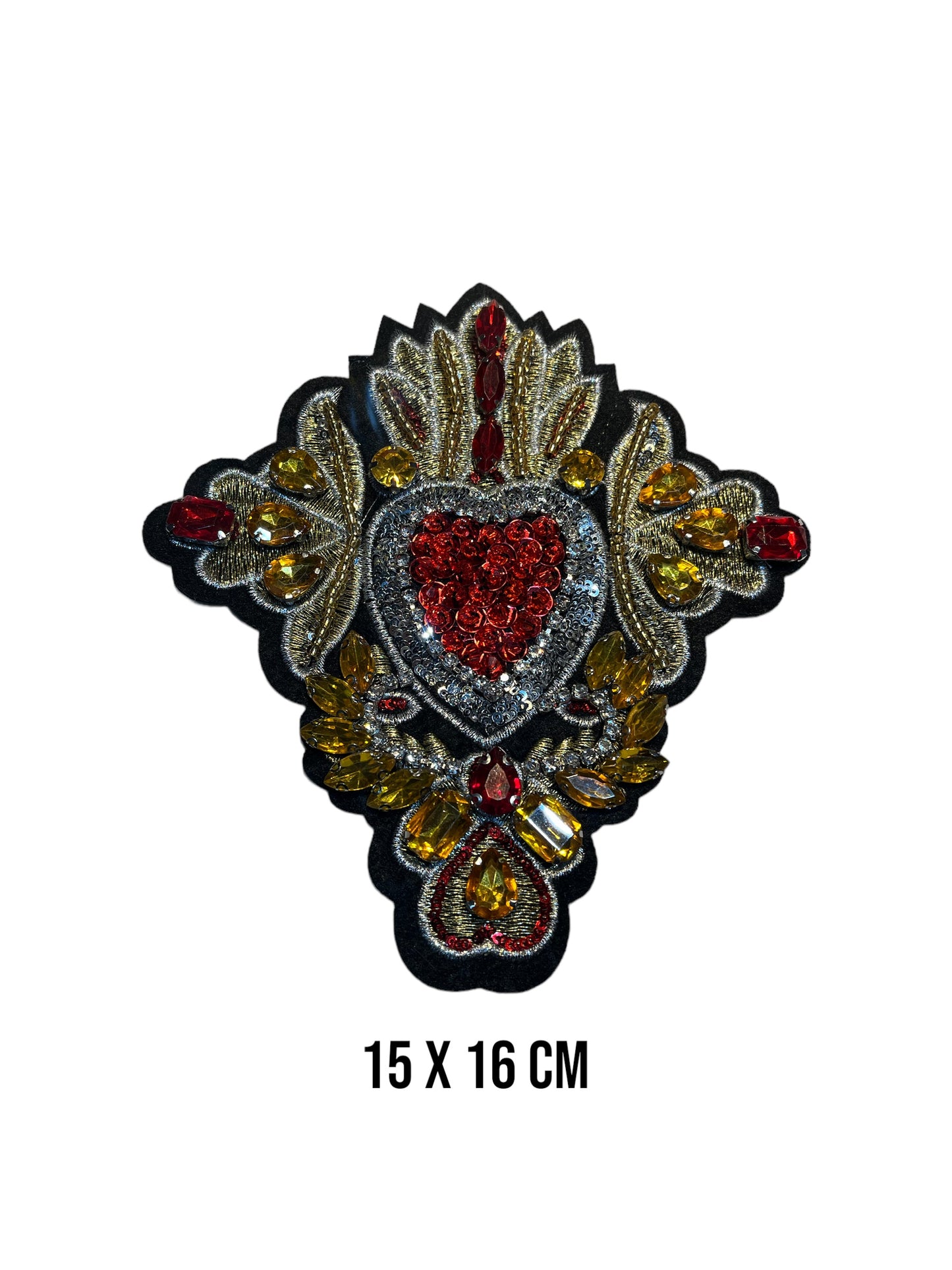 Parche sagrado corazón con abalorios y pedrería