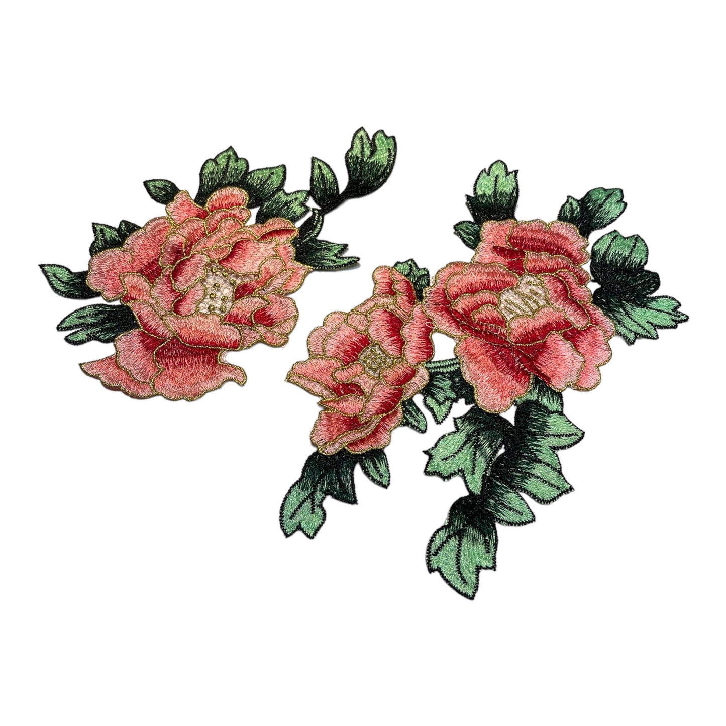 Parche flores bordadas rosas