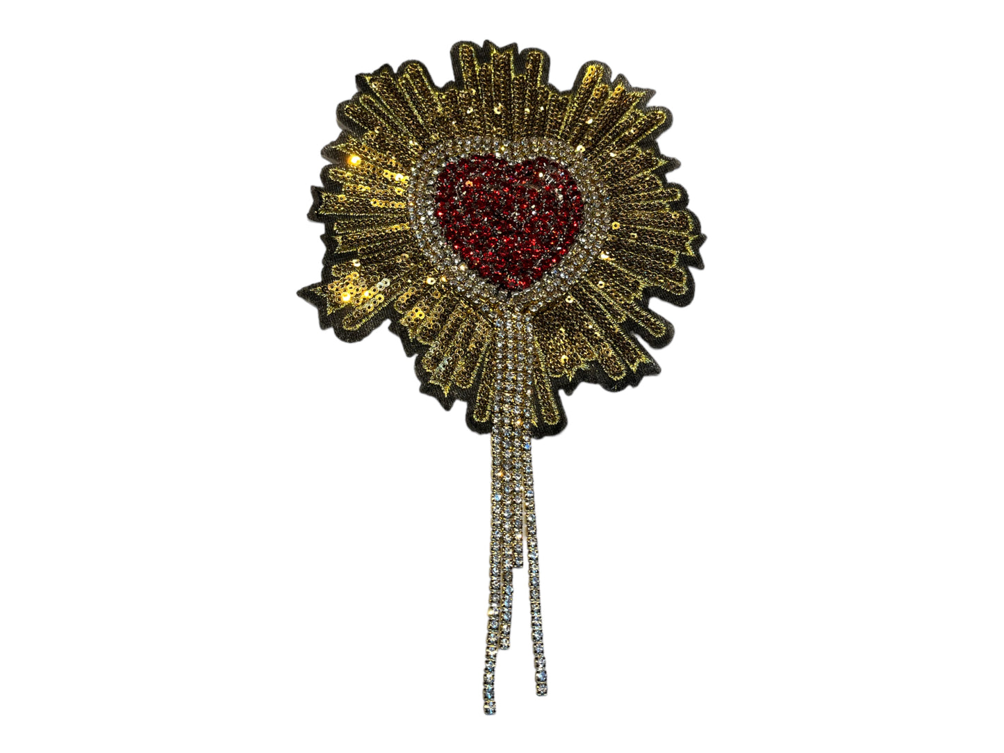 Parche corazón con lentejuelas y tiras strass cristal