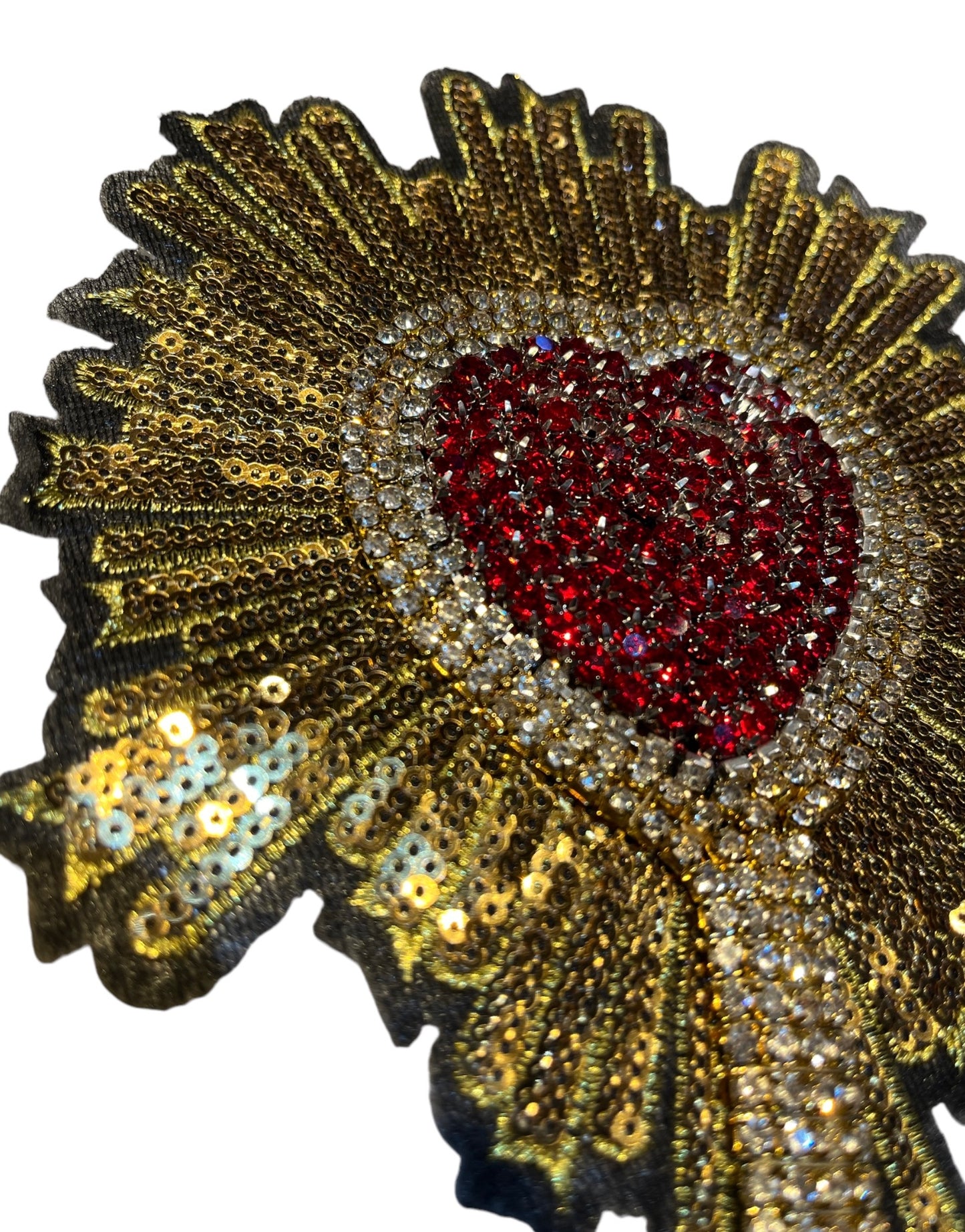 Parche corazón con lentejuelas y tiras strass cristal