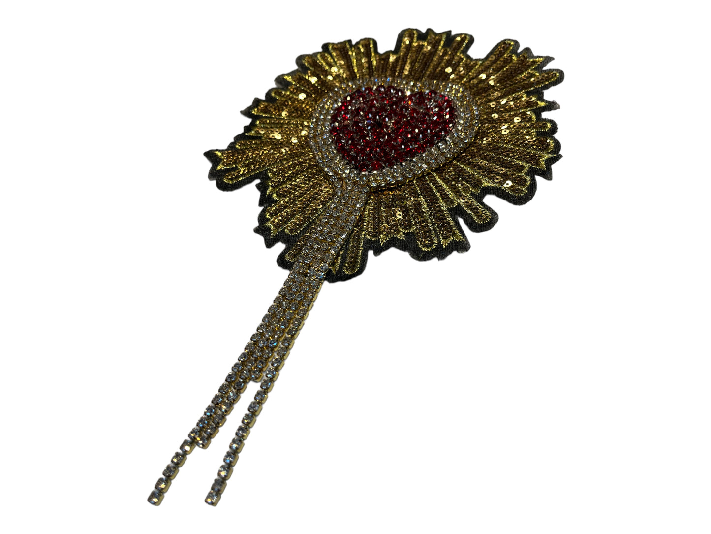 Parche corazón con lentejuelas y tiras strass cristal