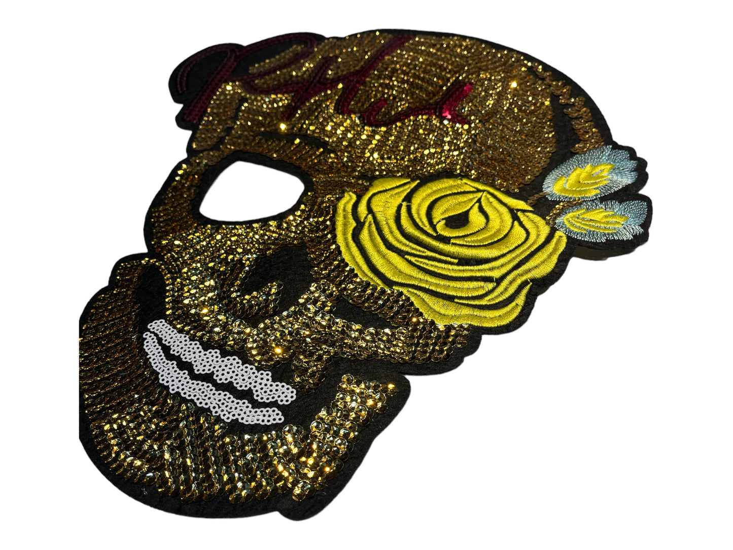Parche calavera de lentejuelas