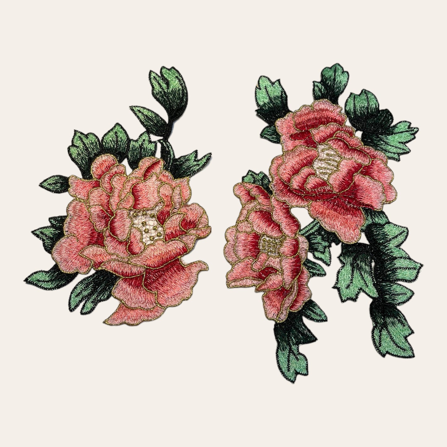 Parche flores bordadas rosas