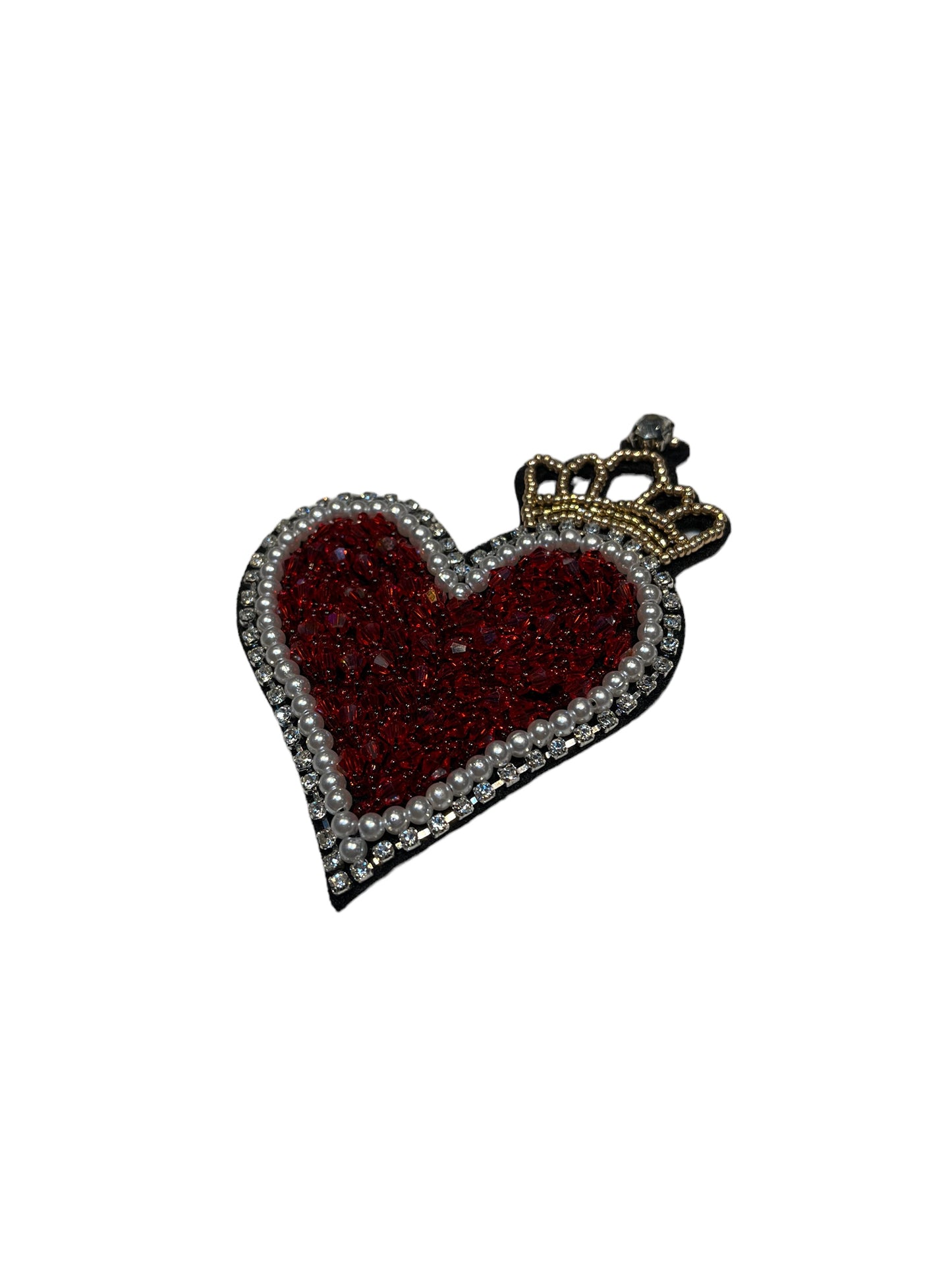 Parche corazón pedrería con corona