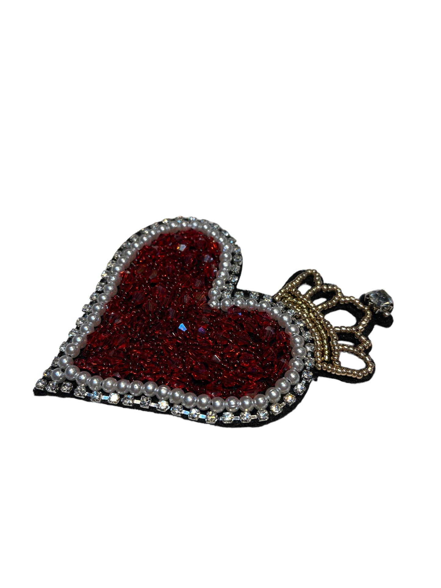 Parche corazón pedrería con corona