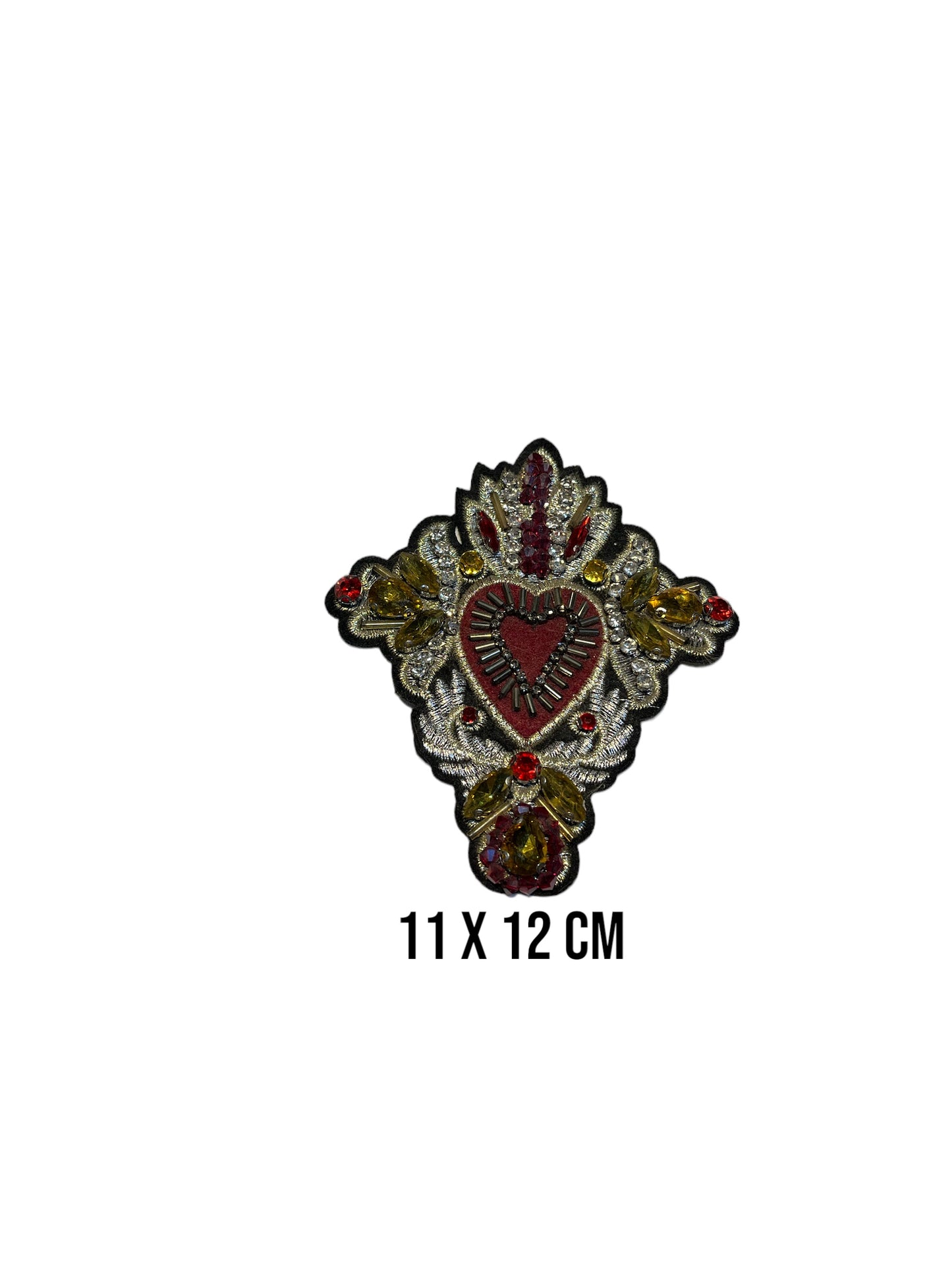 Parche sagrado corazón con abalorios y pedrería
