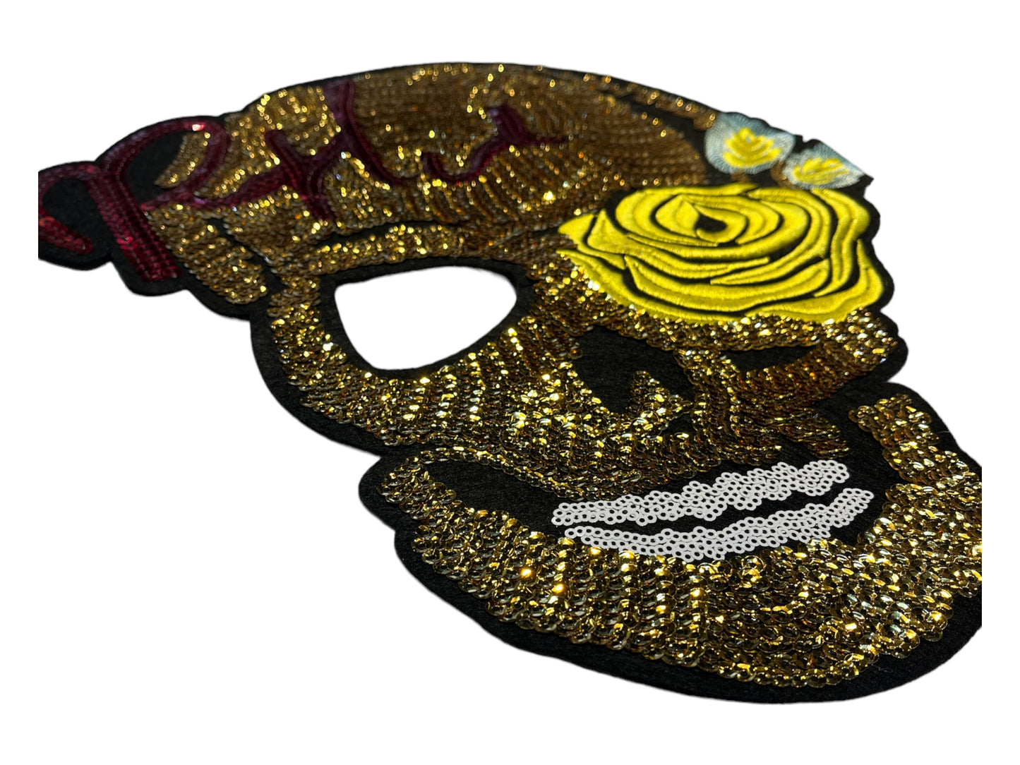 Parche calavera de lentejuelas