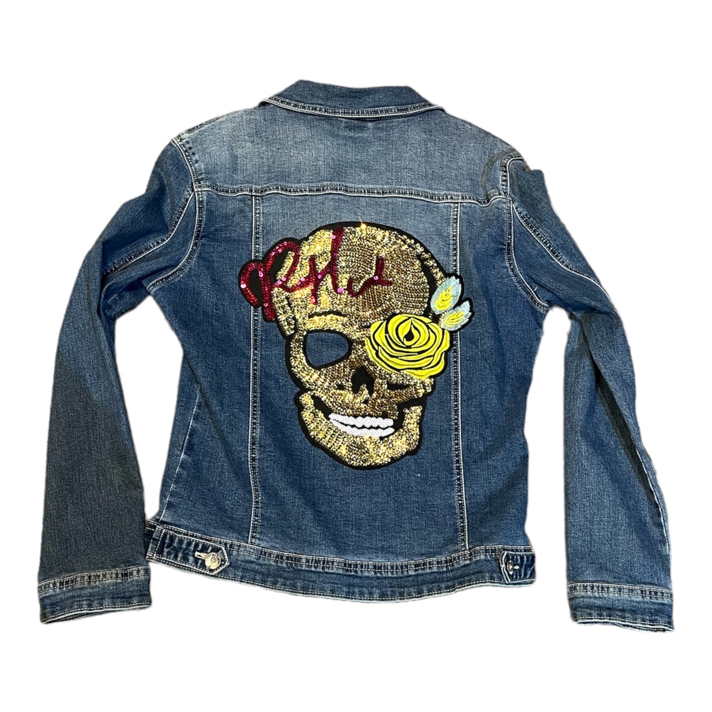 Parche calavera de lentejuelas