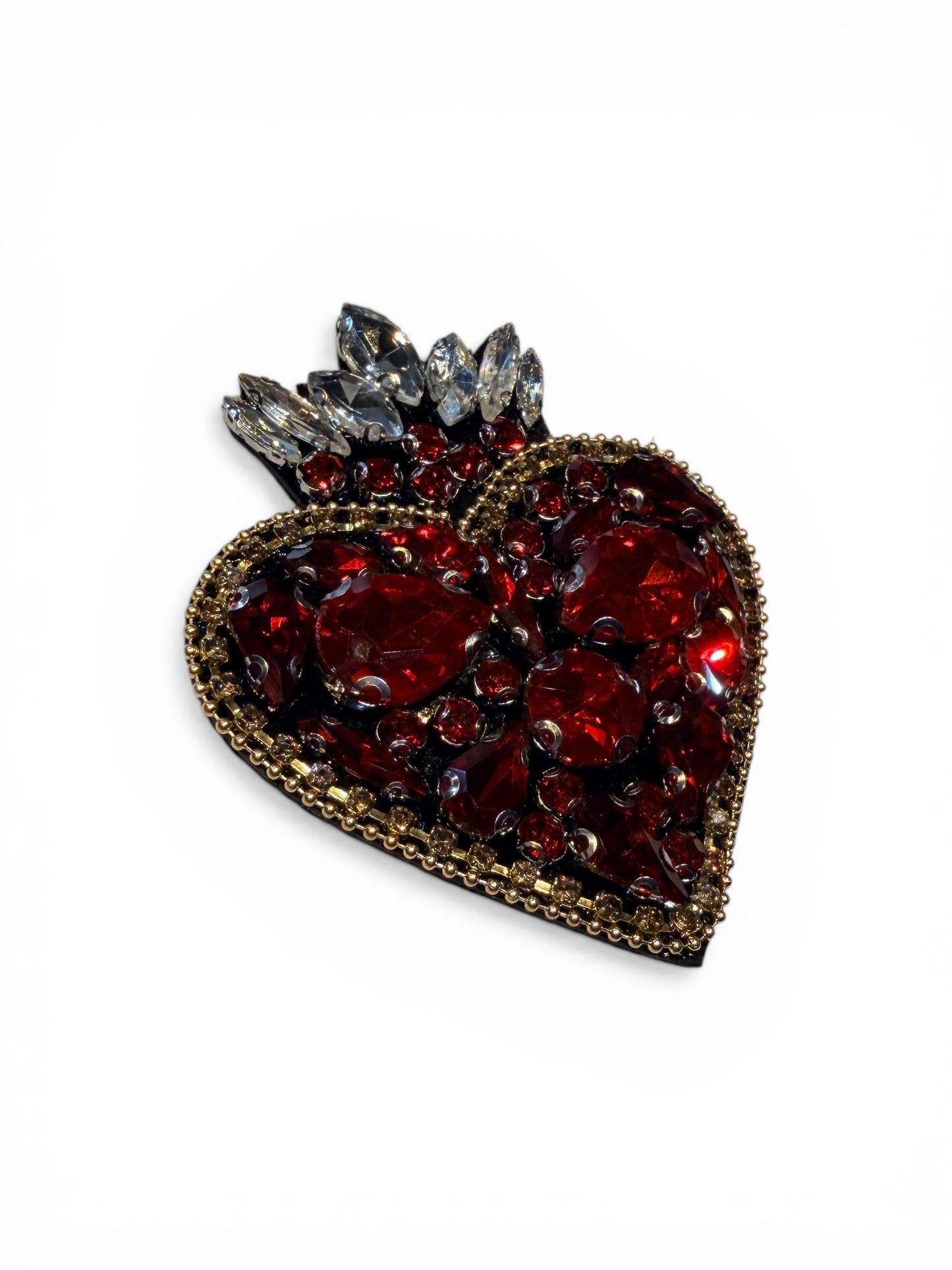 Parche corazón pedrería con corona