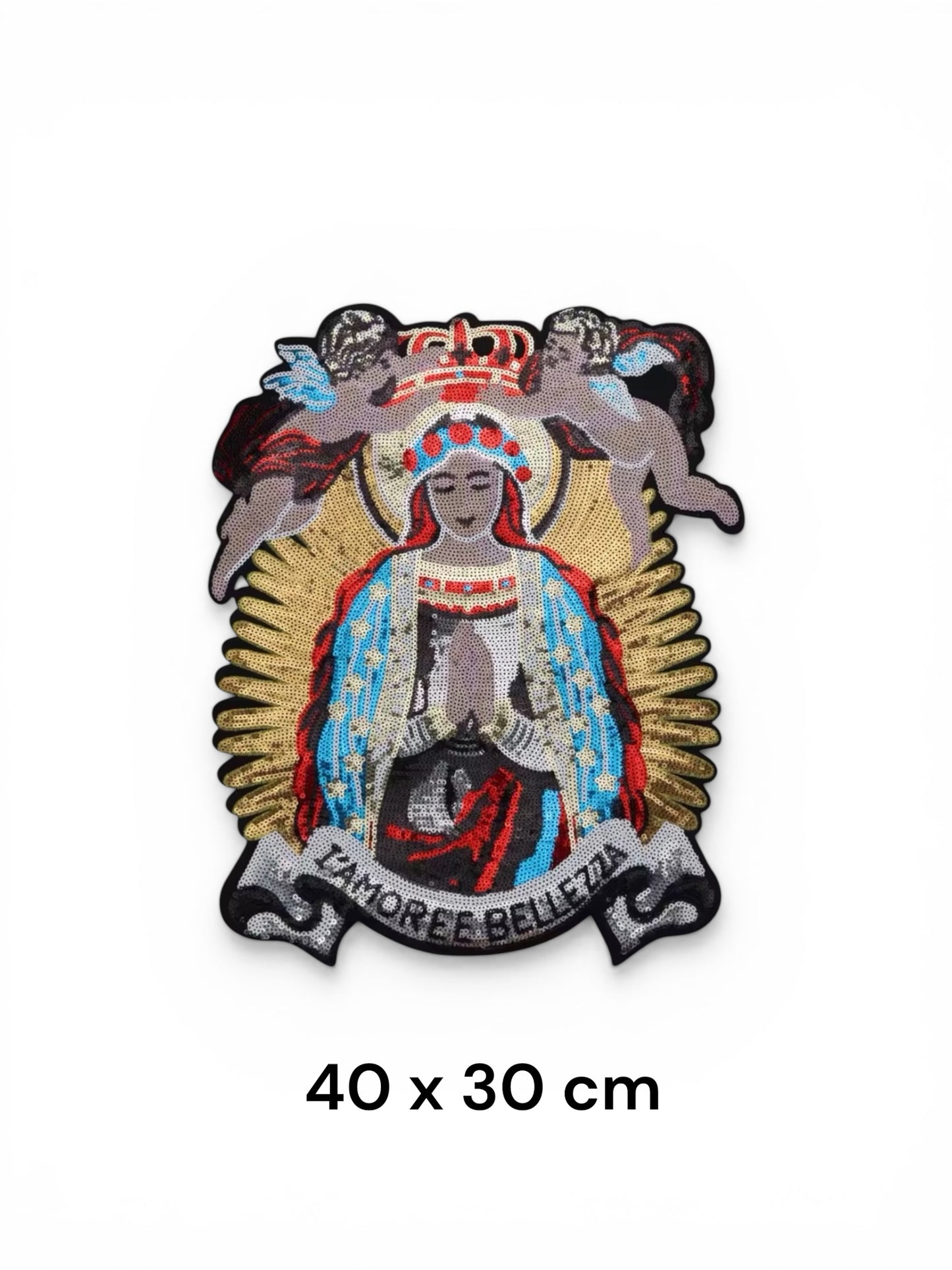 Parche lentejuelas virgen