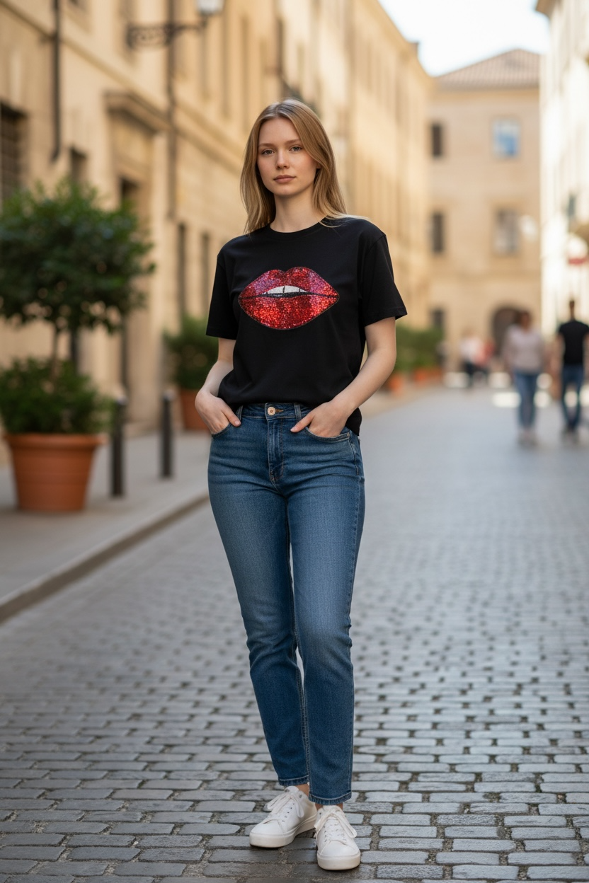 Parche labios lentejuelas