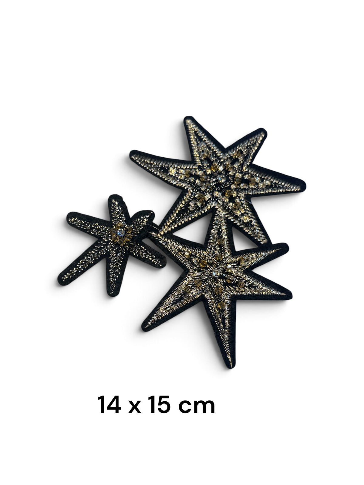 Parche estrella negra y oro