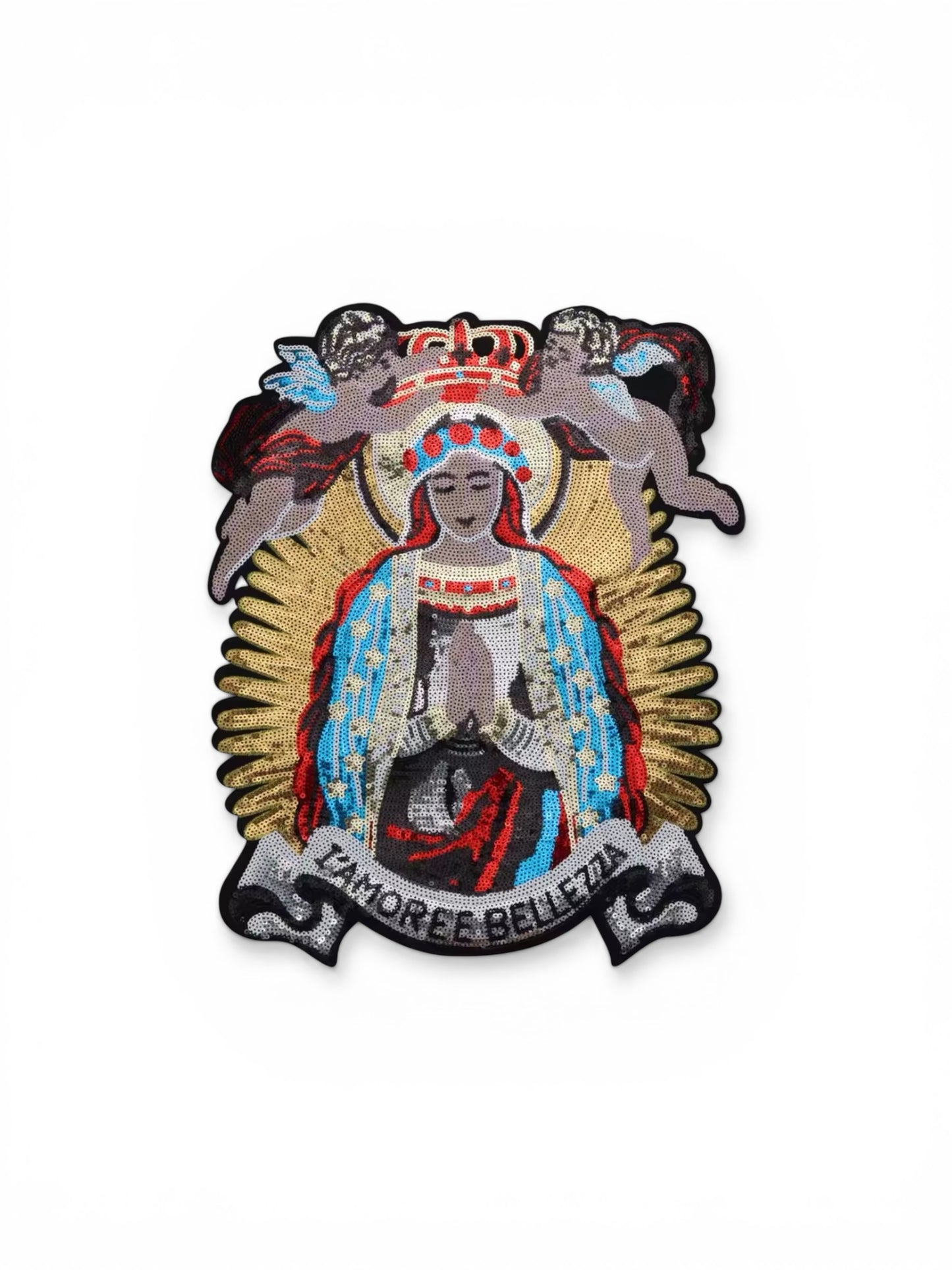 Parche lentejuelas virgen