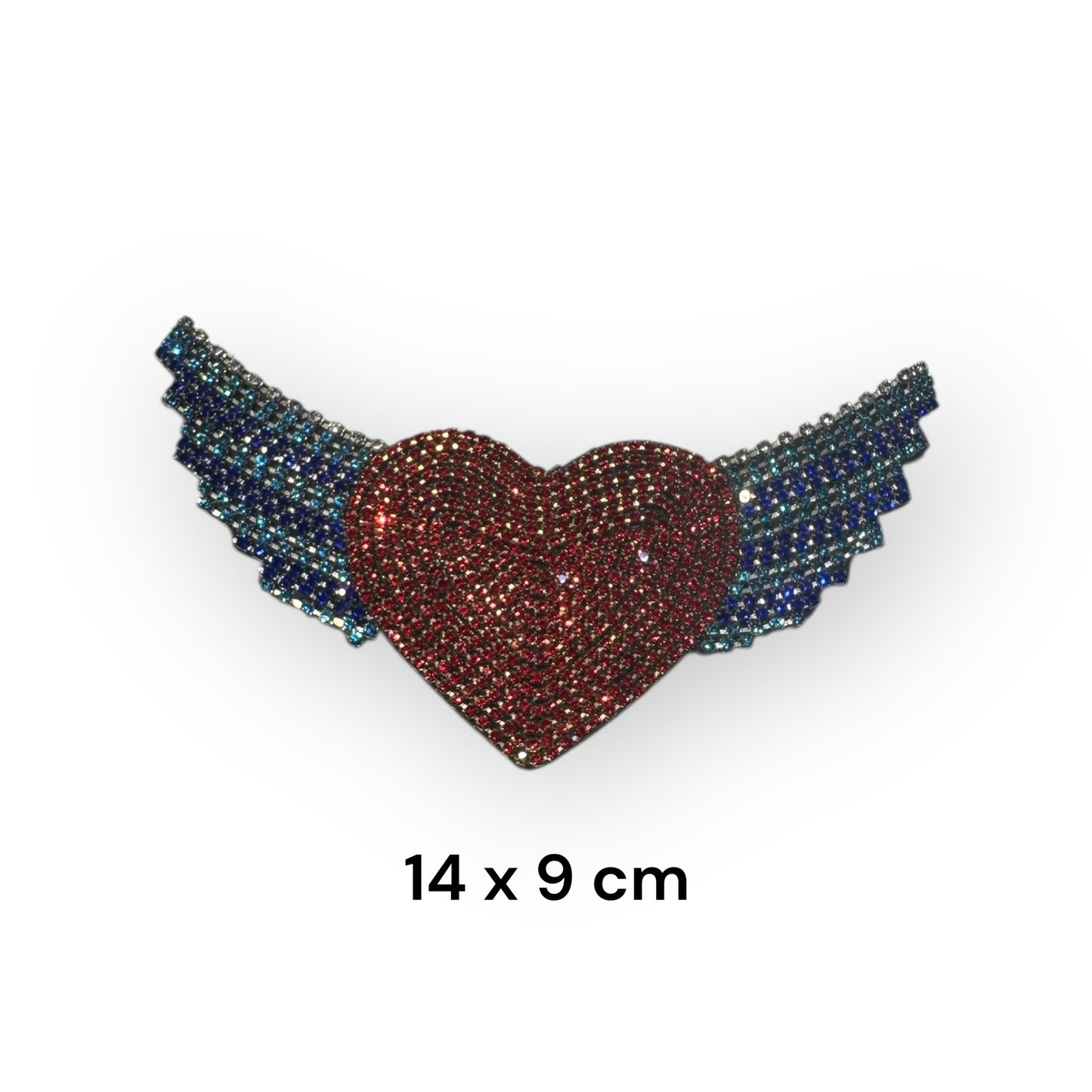 Parche corazón alado strass