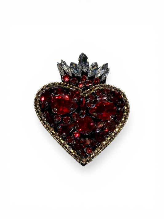 Parche corazón pedrería con corona