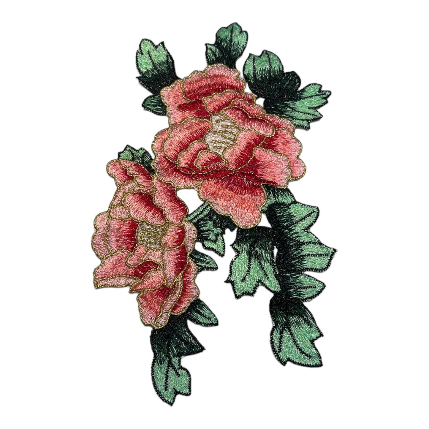 Parche flores bordadas rosas