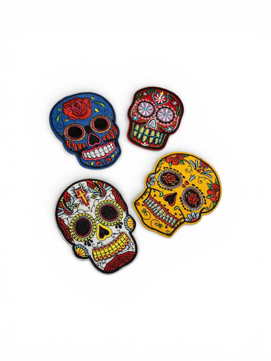 Parche bordado calavera mexicana