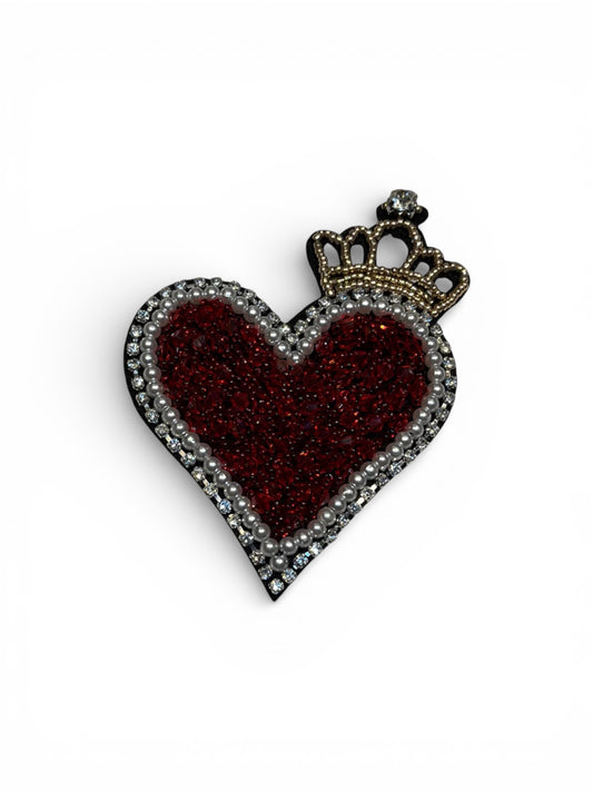 Parche corazón pedrería con corona