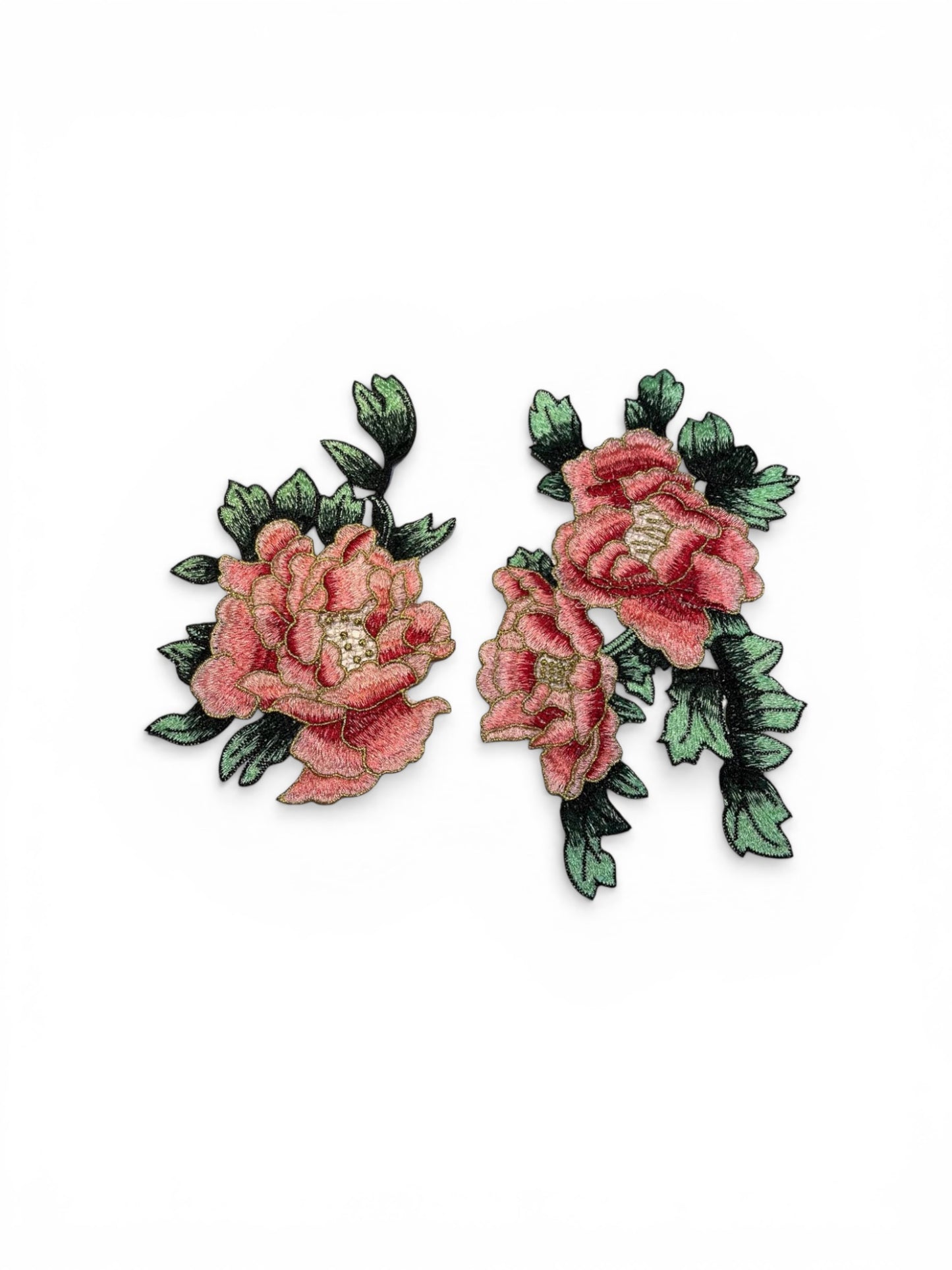 Parche flores bordadas rosas