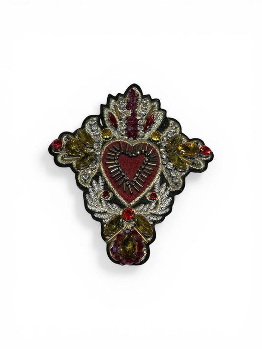 Parche sagrado corazón con abalorios y pedrería