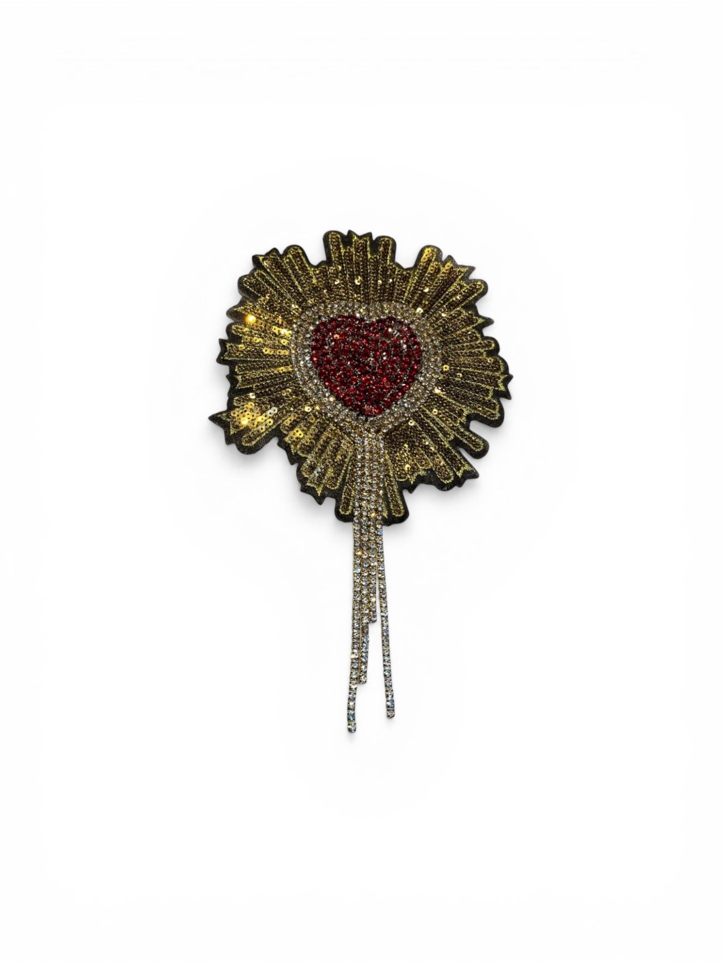 Parche corazón con lentejuelas y tiras strass cristal