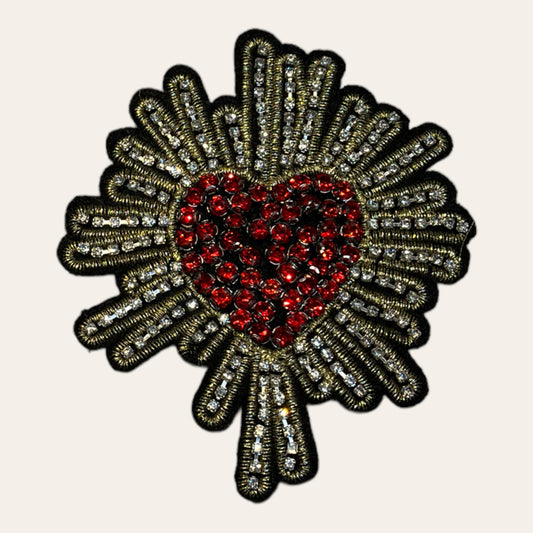Parche corazón pedrería